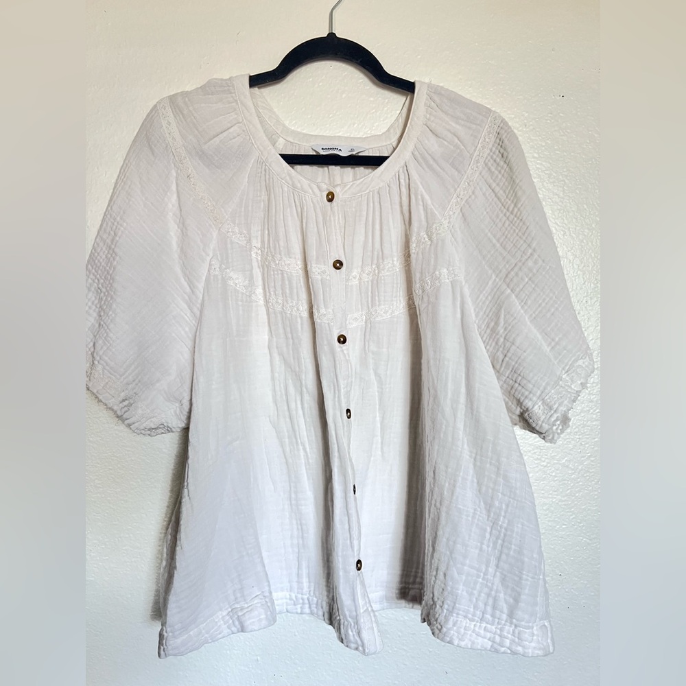 Sonoma Cream Button-Front Blouse